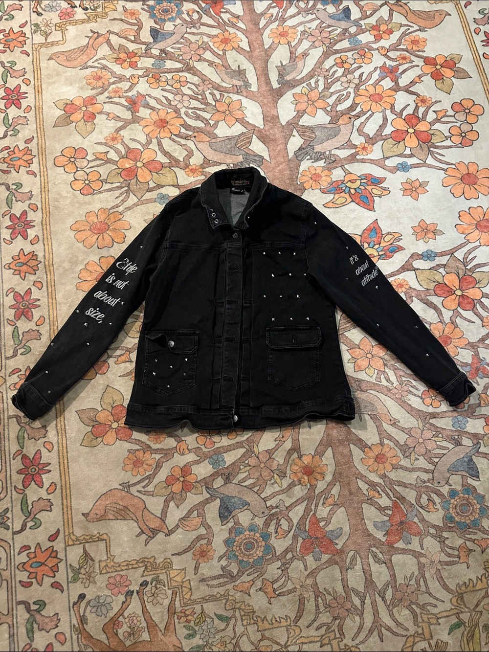 Vintage  Black Studded Denim Jacket